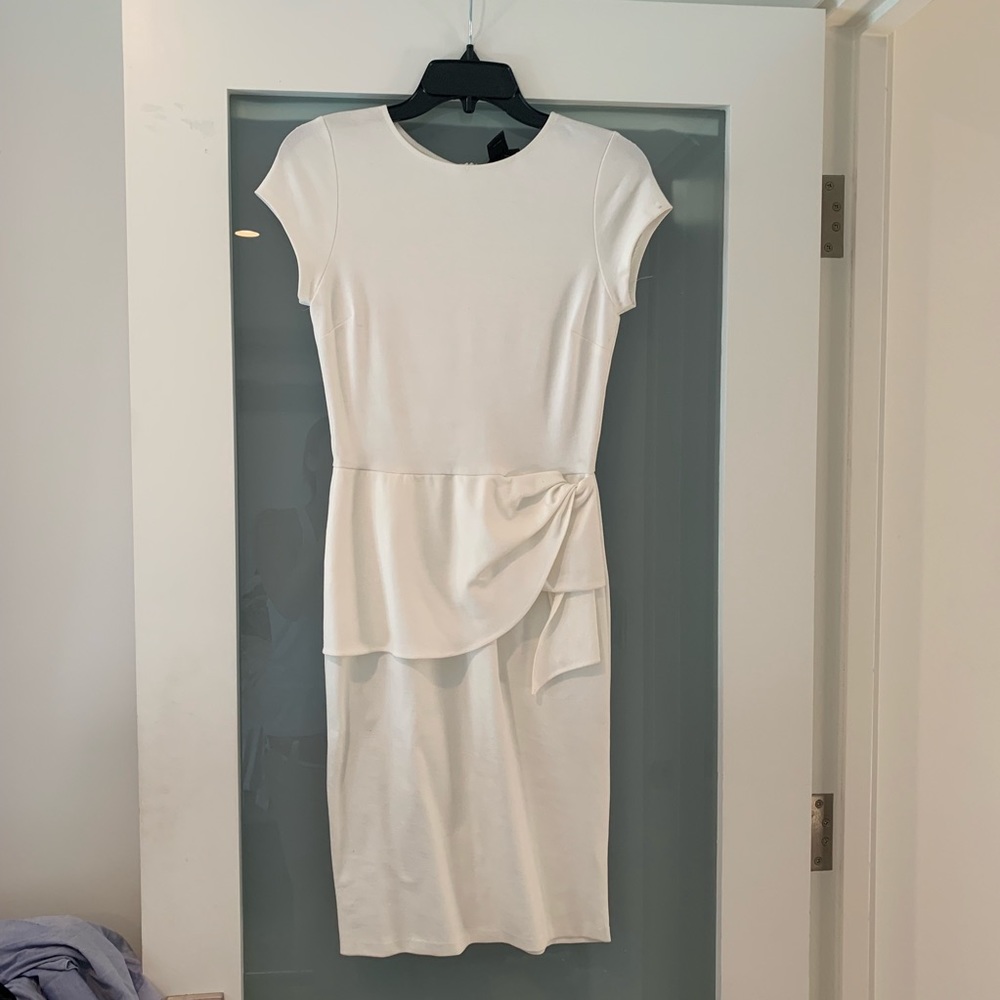 Aqua White Cap Sleeve Drape Bodycon Dress S NWT